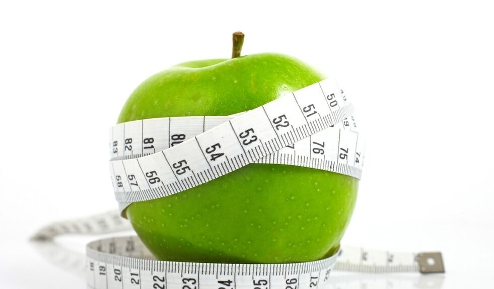 Apple wrapped with tape measure