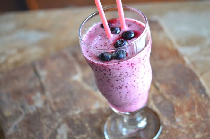 Pear and blueberry smoothie - slimming cocktail made from fruits and berries