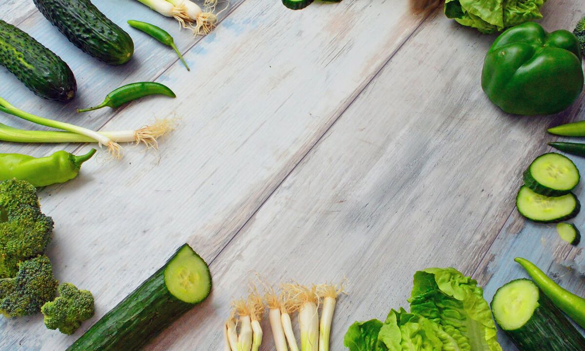 Green low calorie vegetables on the buckwheat diet menu